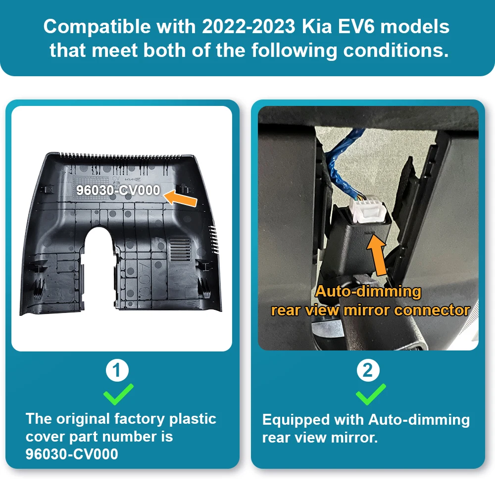 Kia EV6 EV6 GT 2022-2023용 ARB 4K 대시 캠, APP 제어 기능이 있는 차량용 DVR, WIFI 연결, 야간 투시경, LHD RHD 호환