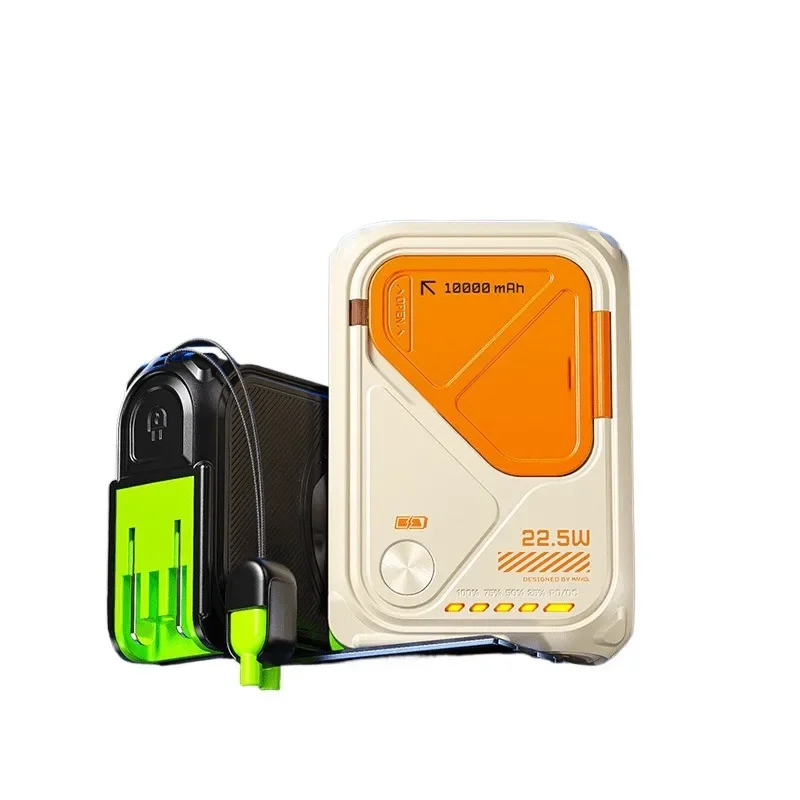 New PD22.5W 10000/20000mAh 5-in-1 Magnetic Wireless Charging with Its Own Cable AC Plug Power Bank For Iphone Samsung Xiaomi 2