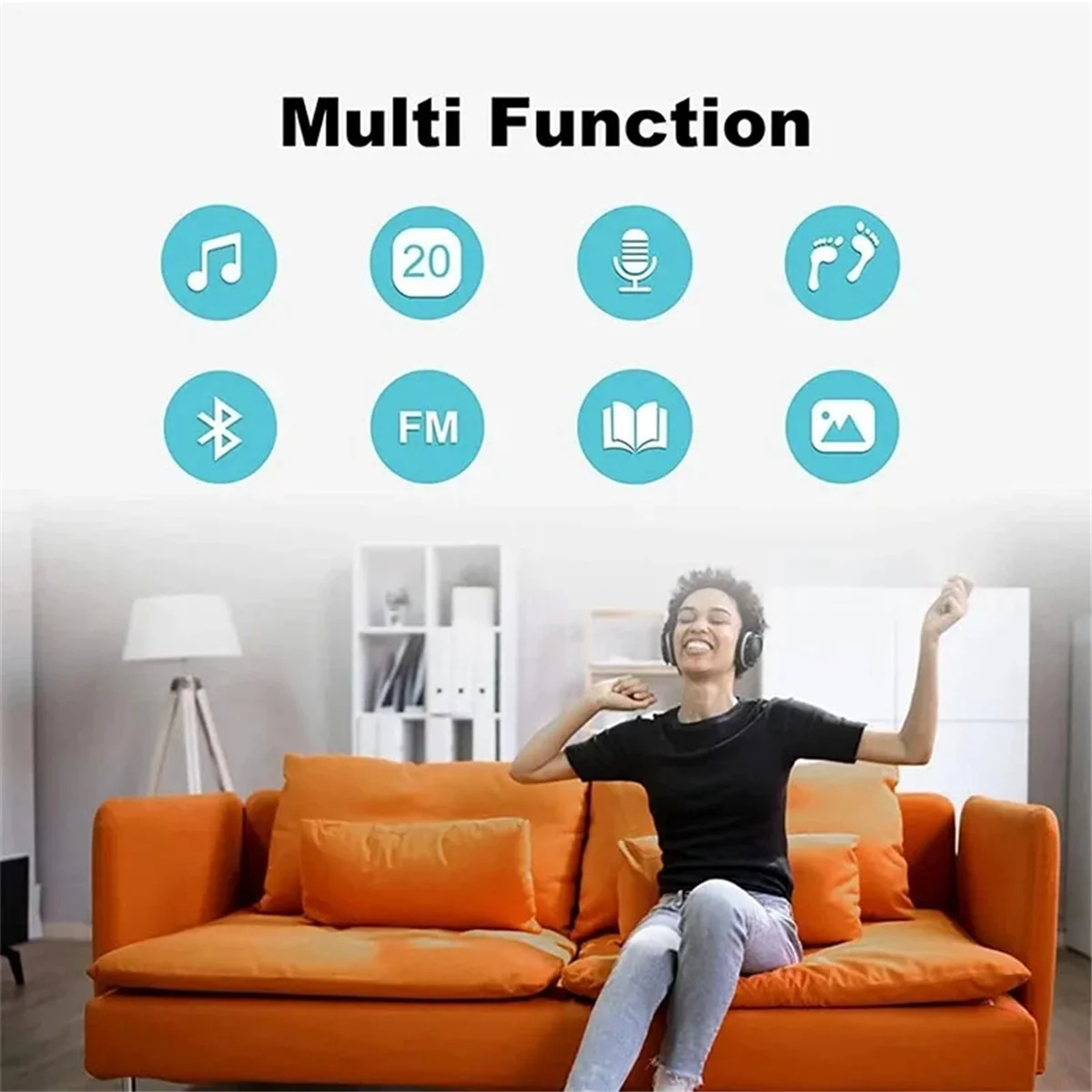 Protable Music Player Pedometer FM Back Clip Sports MP3 Player HiFi Lossless Sound BT5.0 1.44 Inch Music