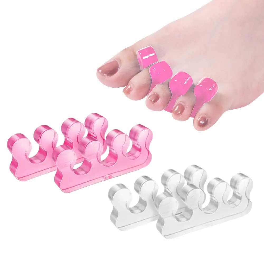 Soft Silicone Toe Separator Flexible Finger Spacer Manicure Pedicure Nail Toe Separating Straighteners 2Pcs 4 Colors