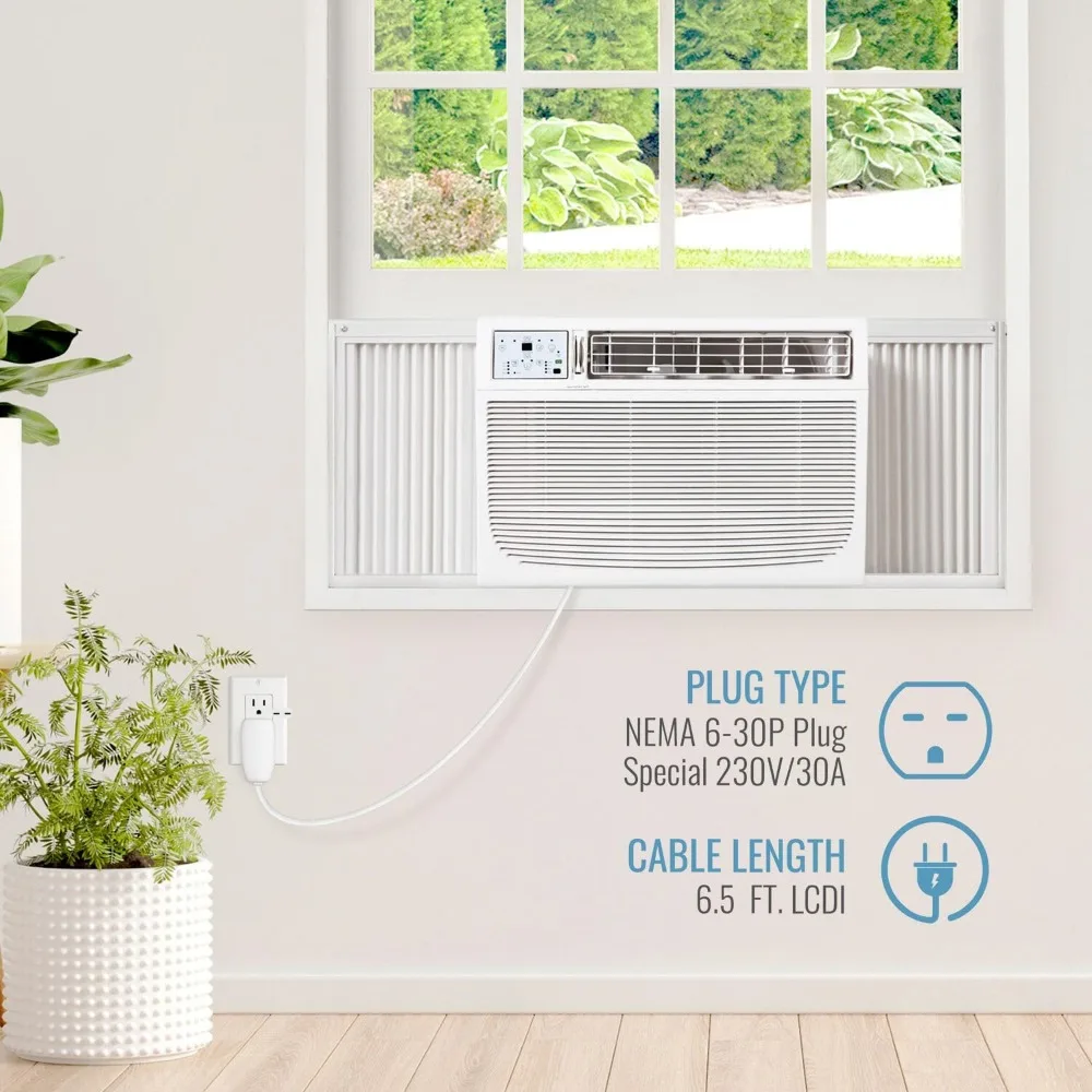 24,000 BTU Window Air Conditioner with Dehumidifier and Supplemental Heat，230V，Window AC.Ft. with Remote Control，3 Speeds, White 6