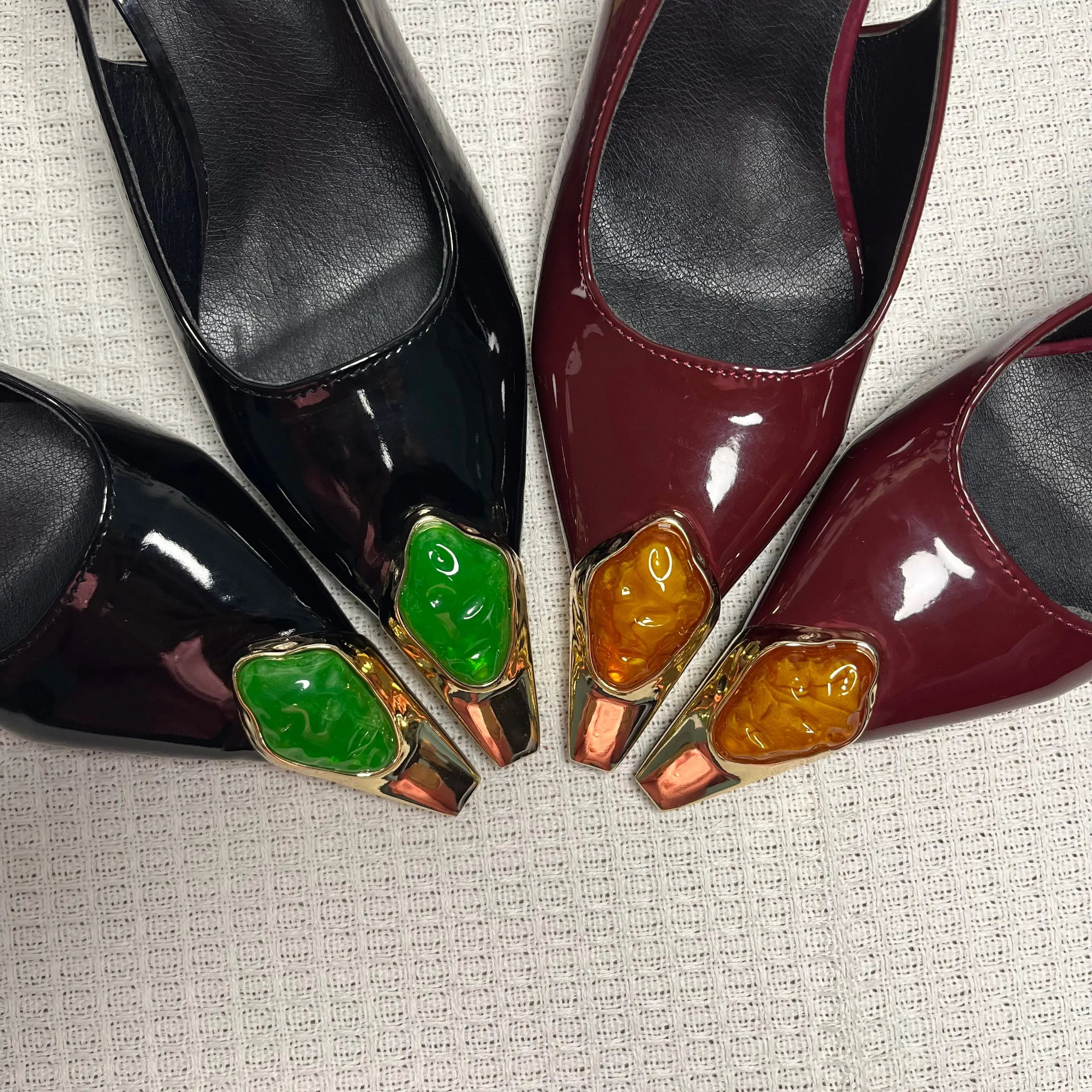 Party Dress Women Heels Pumps Shoes Female Slingbacks Footwear Designer Fashion Metal Pointed Toe Ladies High Heels Shoes
