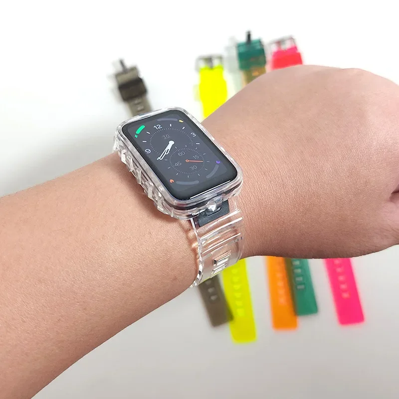Soft Silicone Transparent TPU Sport Strap with Protective Case