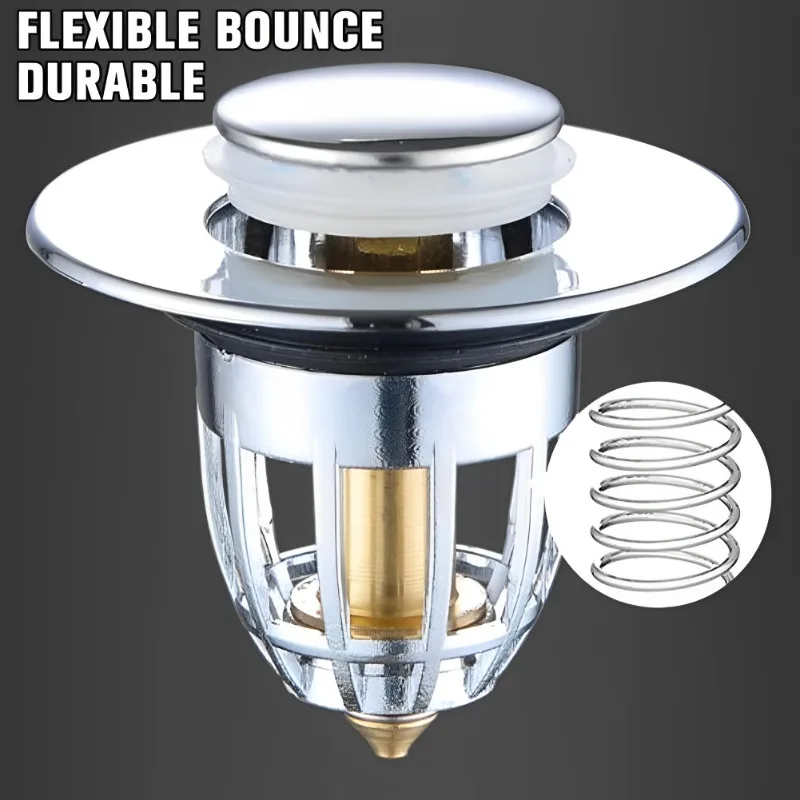 Universal Basin Drain Filter 3/1PCS Copper Pop-Up Bounce Core Hair Catcher Bath Stopper Kitchen Bathroom Sink Bathtub Accessory