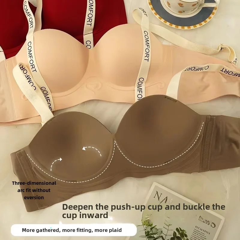 Womens Bra Push Up Bra for Small Breasts Seamless Lift Adjustable Bralette Anti Sag Ringless Design Back Beauty Enhancer 24H Comfort