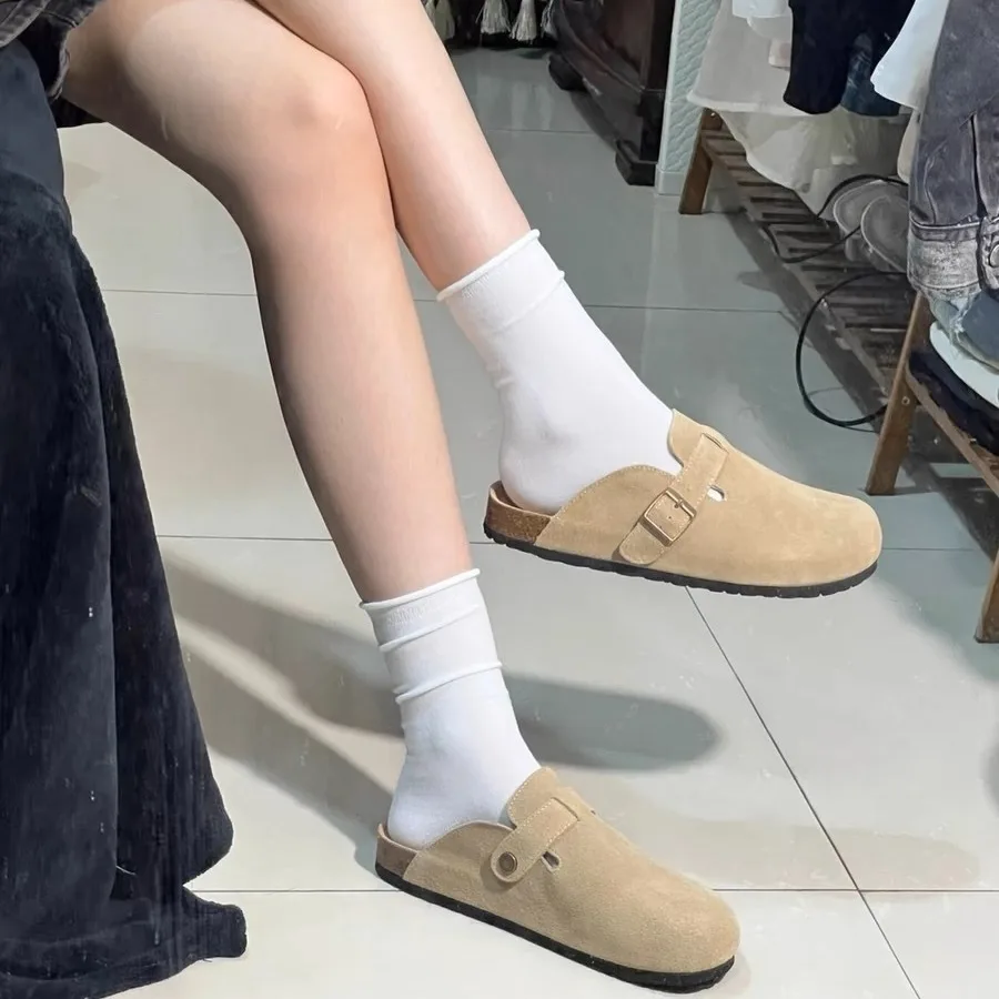 Women's Cork Clogs With Arch Support Adjustable Buckle Slippers_voghion.com