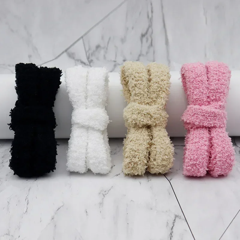 15mm Wide Flat Plush Towel Shoelaces Women Casual Sneakers Lady Shoes