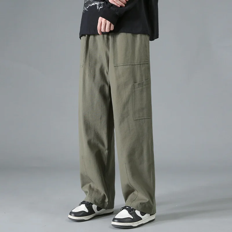 Korean Popular Clothes Men's Clothing Summer Thin New Men's Pants Cotton Vintage Work Wear Pants Wide  Leg Loose Casual Pants