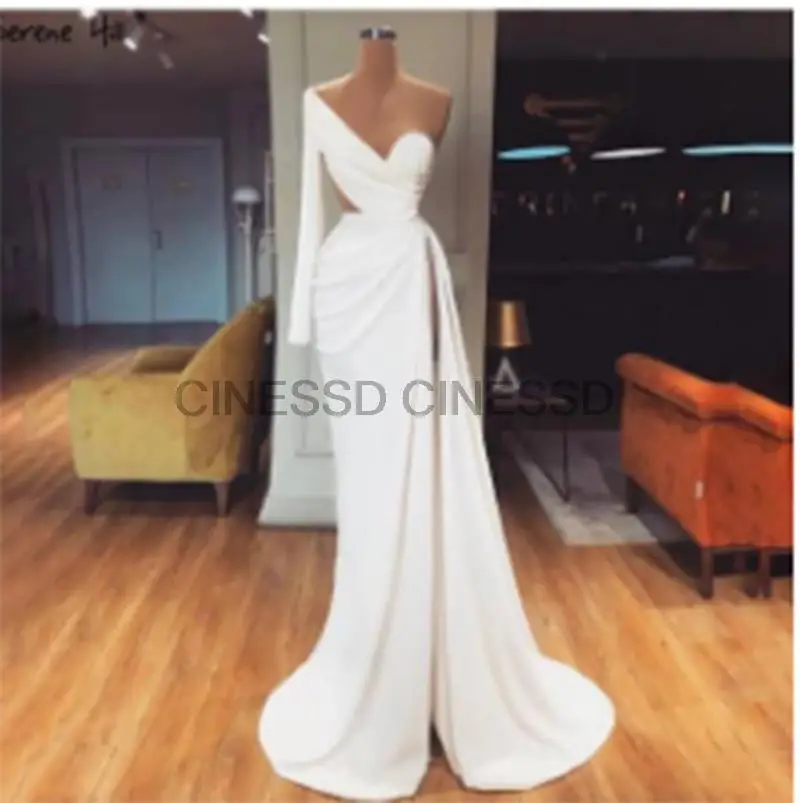

Sexy Evening Dresses Long Sleeves Cut Out High Side Split Prom Dresses for Party Gowns