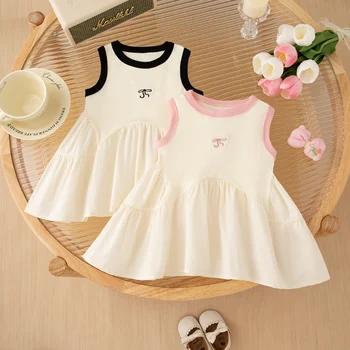 Summer New Sports Style Baby Girl Dress, Soft And Breathable Children'S Sleeveless Clothes (6 Months -3 Years Old) 1