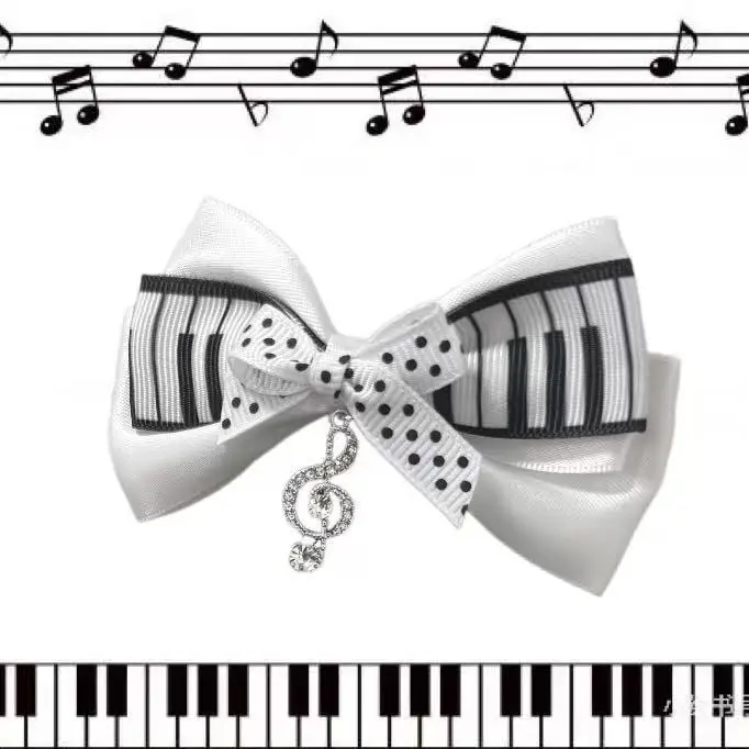 Gothic Musical Note Hair Clips with Polka Dot Bow
