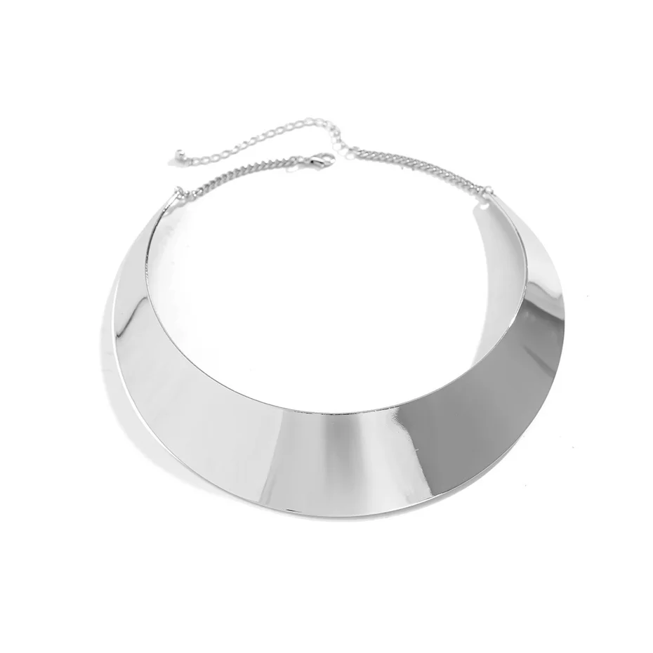 Übertriebene klobige Metalldraht-Drehmomente-Halskette für Damen, Halsband, Punk-Goldfarbe, breite glatte Kette, Schmuck, Bijoux, Steampunk – Detail 28