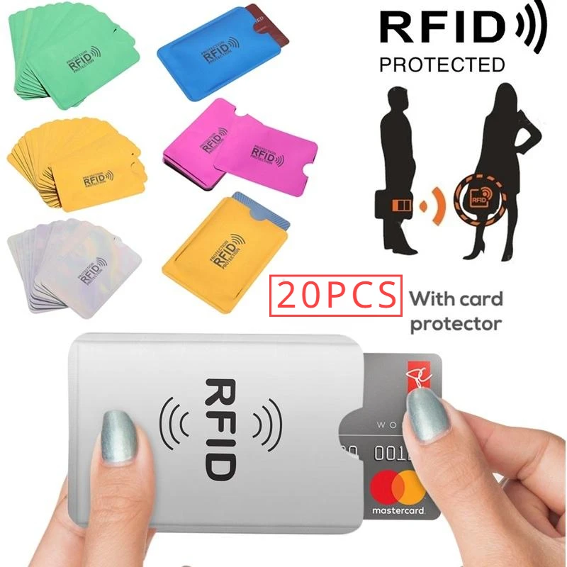 20 piezas de aluminio Anti Rfid para tarjetas de crédito, funda protectora para tarjetas de identificación bancarias, bloqueo de lector