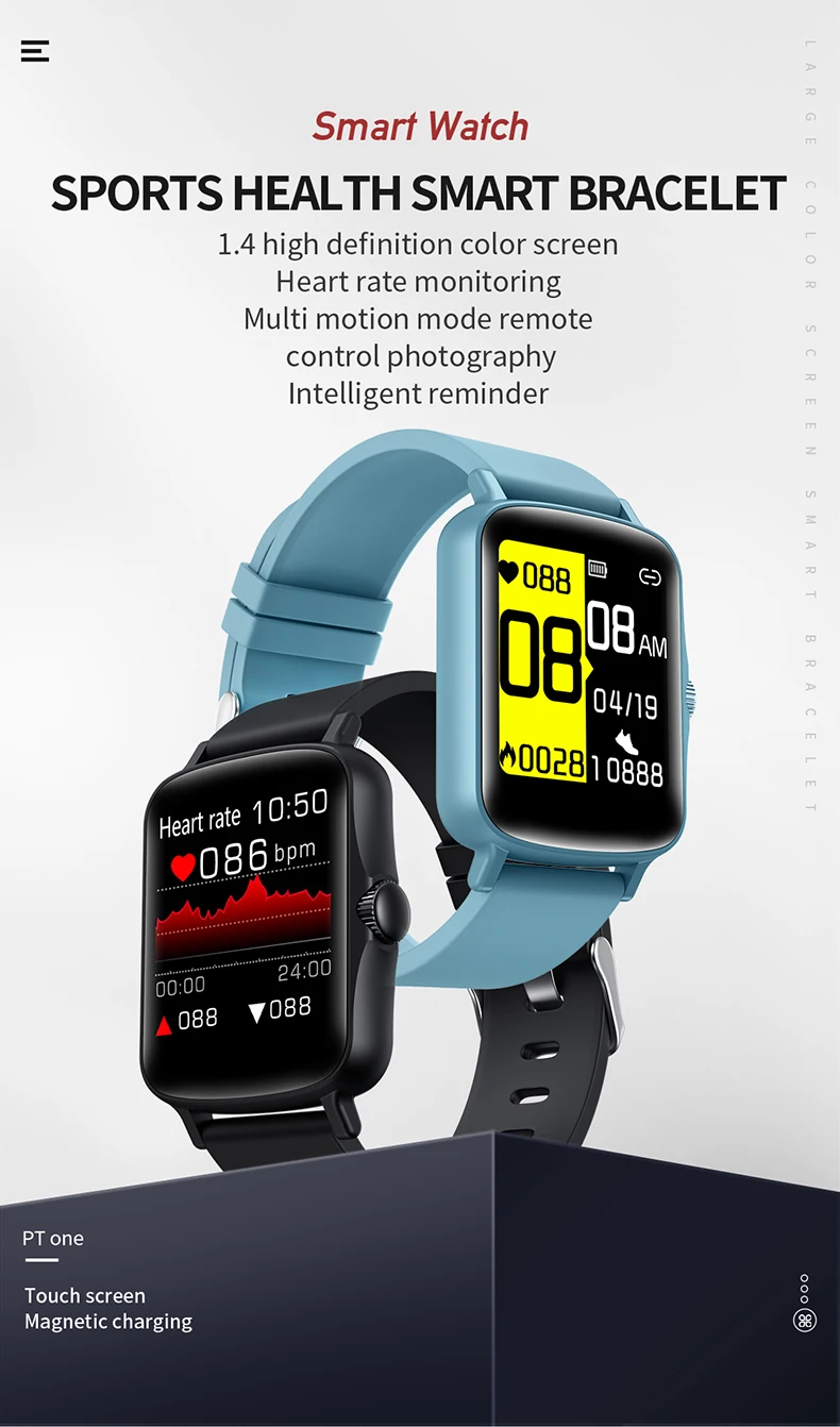 Factory price PT1 Big screen 1.44 inch IPS Color Sports Waterproof Smart Watch |