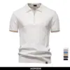 AIOPESON Men's Solid Color Sport Zipper Polo Shirt Athletic Social Polo Shirts for Men Office Slim Fit Polo