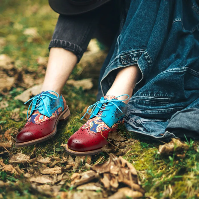 Preppy Style Autumn and Spring Retro Women's Shoe Genuine Leather Oxfords British Style Female Derby Shoes 36--42