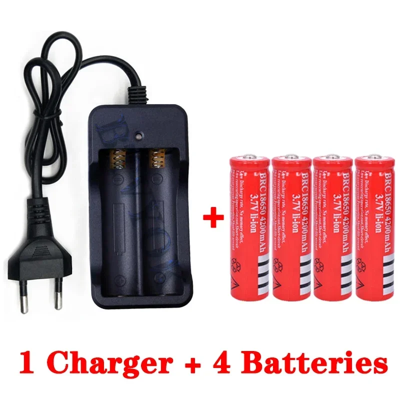 

18650 Battery 3.7V 4200mAh Capacity Rechargeable Battery Li-ion Rechargeable Battery For Flashlight Torch Battery+Charger
