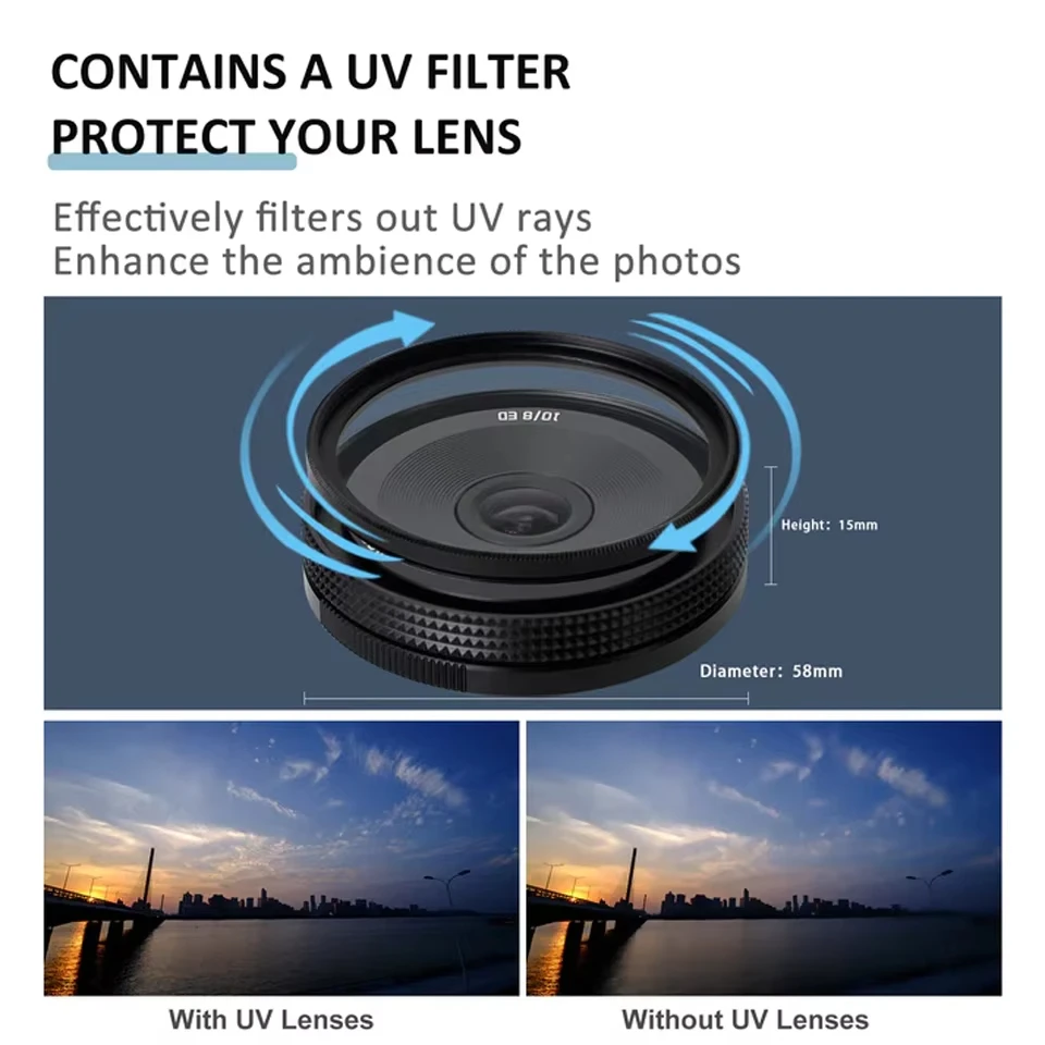아스트로호리 10mm F8 II APS-C 180 ° 초광각 수동 초점 어안 렌즈 풍경 상업 인물 촬영용 카메라 렌즈