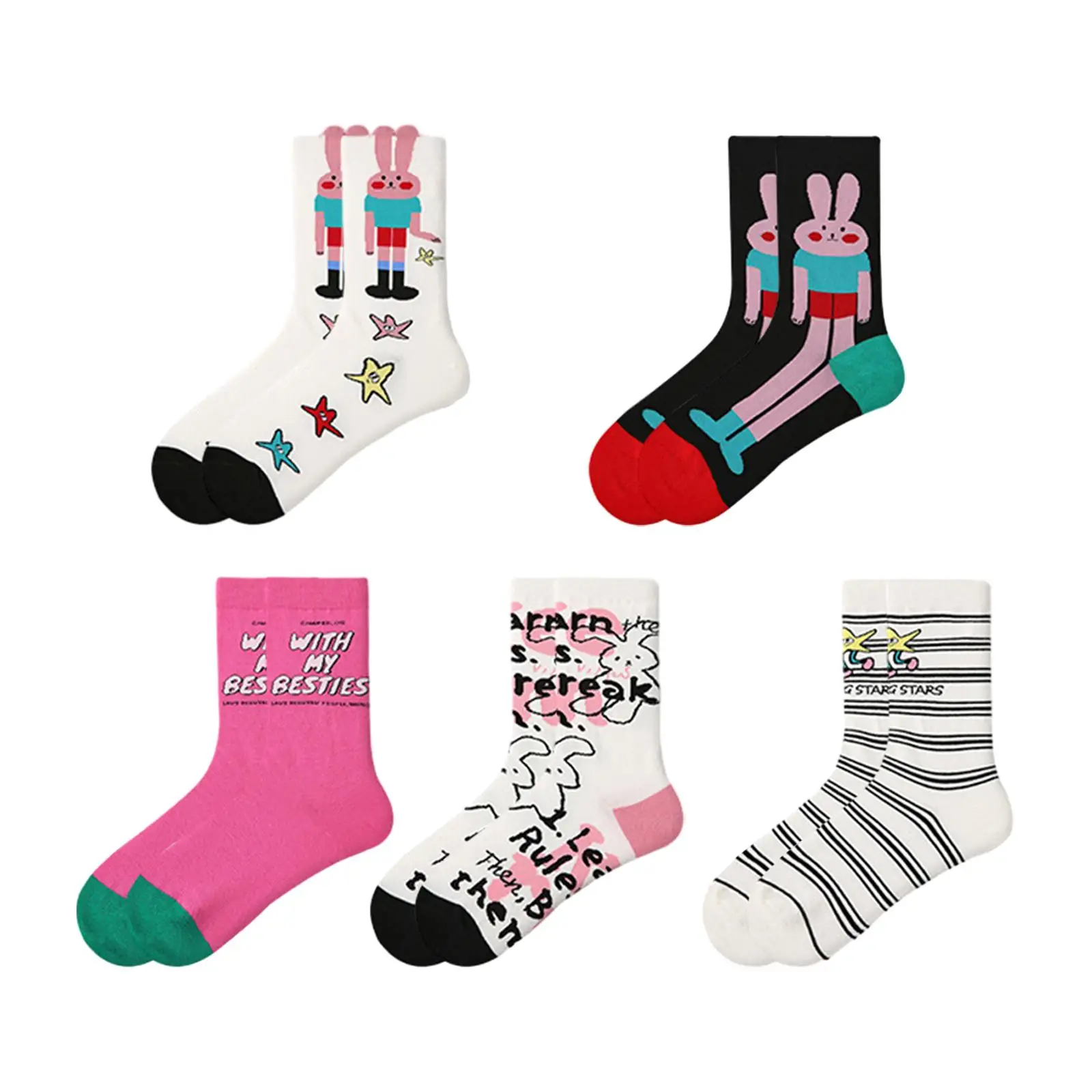 

5 Pairs Womens Crew Socks Dress Socks Holiday Socks Soft Fashion Stretch Breathable Casual Socks Adults Ankle Socks Gift
