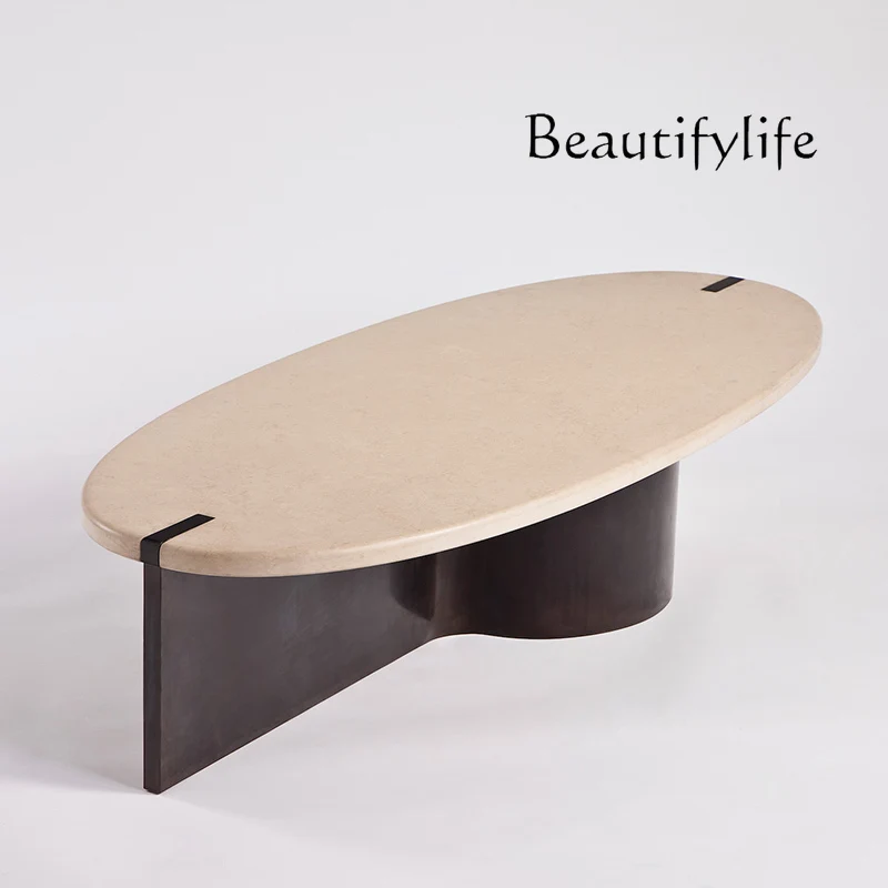 

Natural Marble Oval Coffee Table Nordic Simple Small Apartment Living Room Designer Silent Style Table
