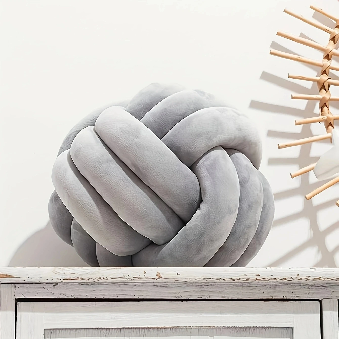 1pc-Handmade woven three strand rope ball pillow for home decoration, knotting ball pillow