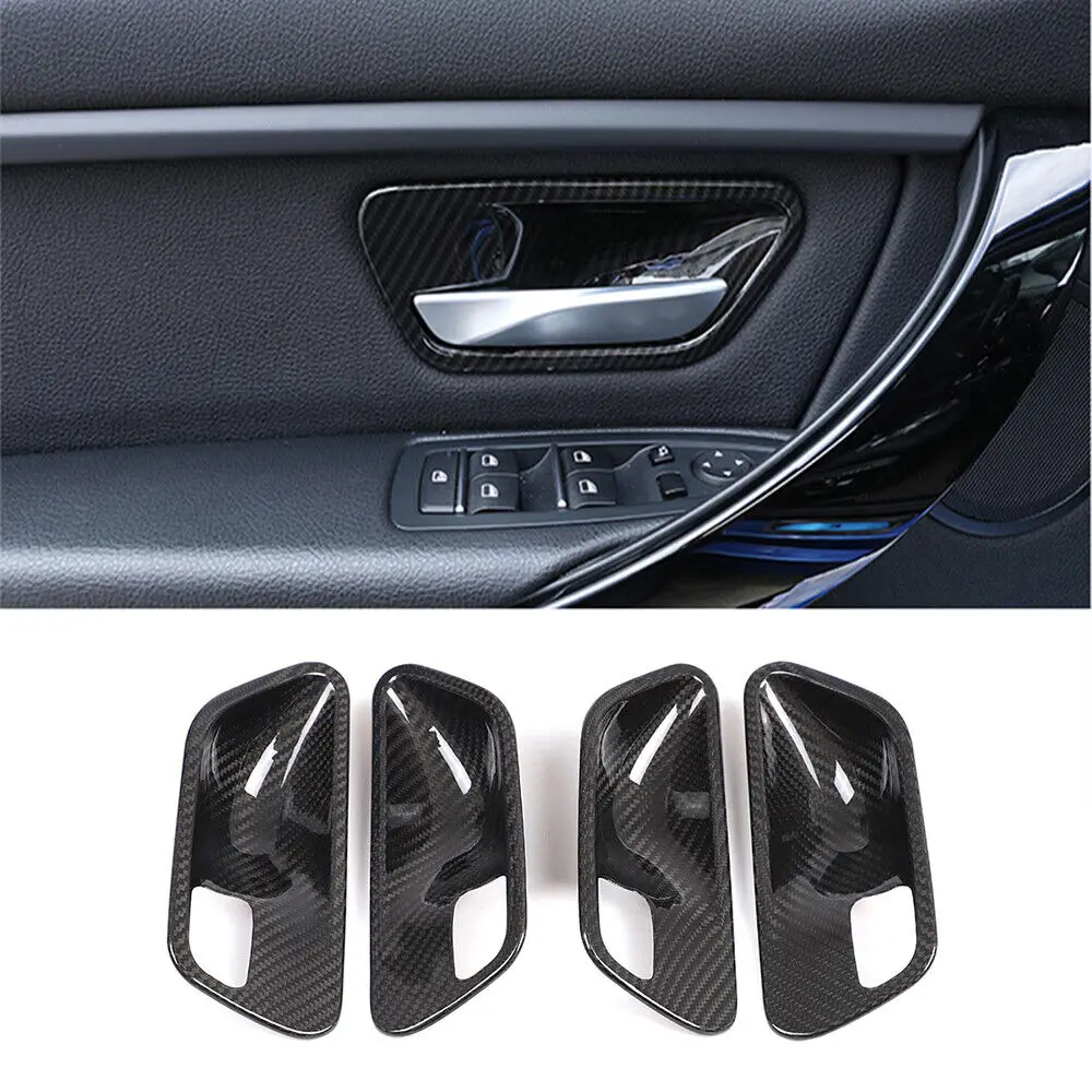 

4 шт., крышка для внутренней дверной ручки из углеродного волокна, подходит для BMW 3 серии F30 F32 2012-2018