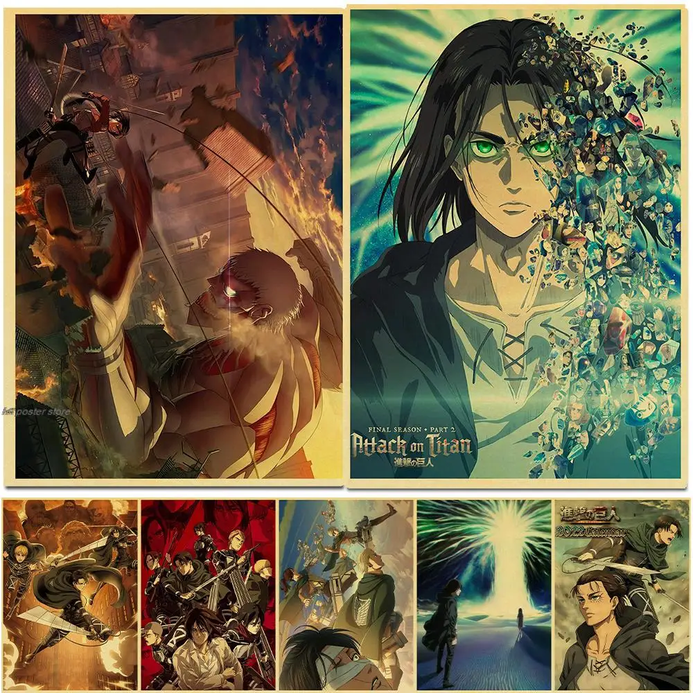 Attack on Titan Final Season Part 3 Poster Japanese Anime Kraft Paper  Prints Art Picture For Living Art Painting Wall Sticker - AliExpress
