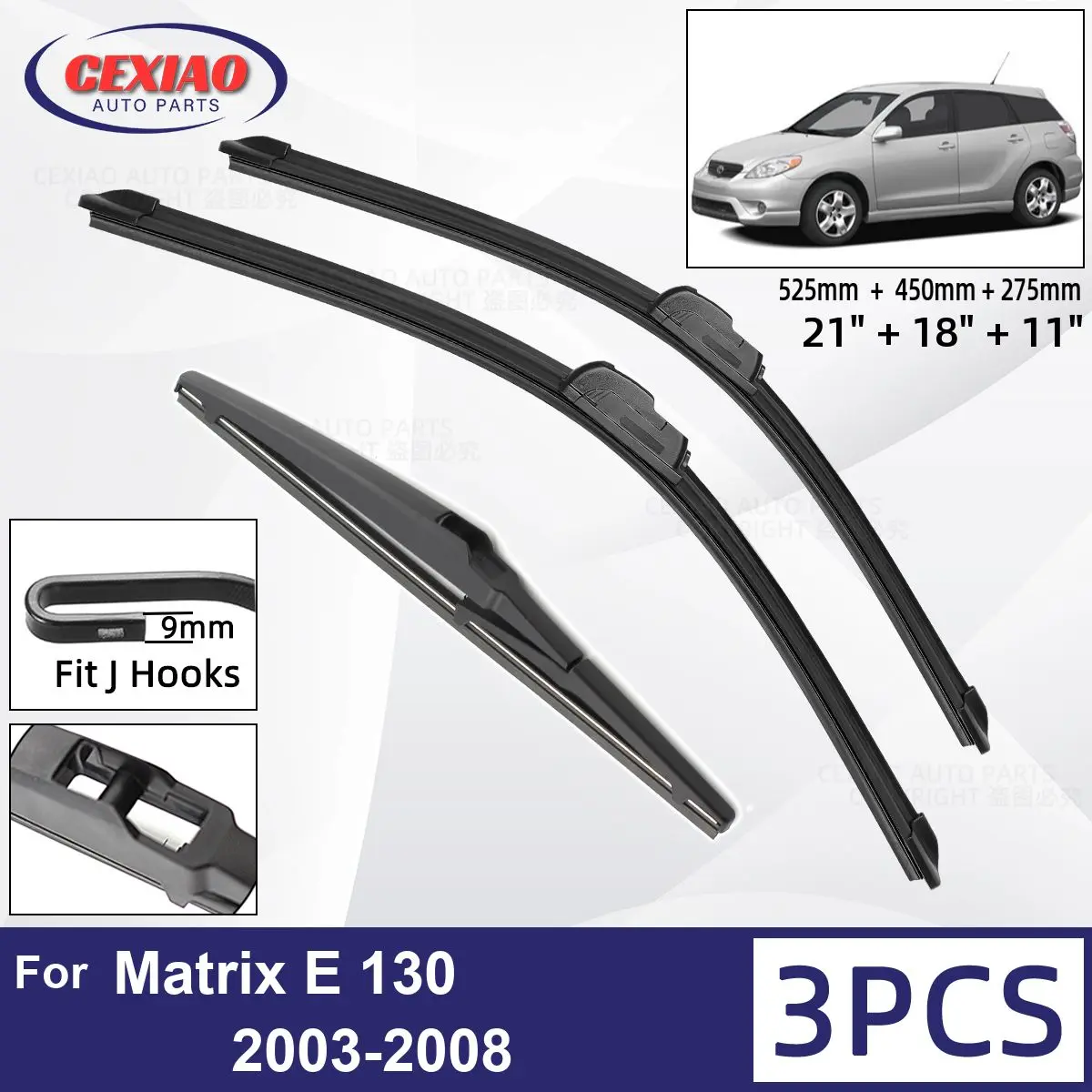 ForToyotaMatrixE13020032008CarFrontRearWiperBladesSoft