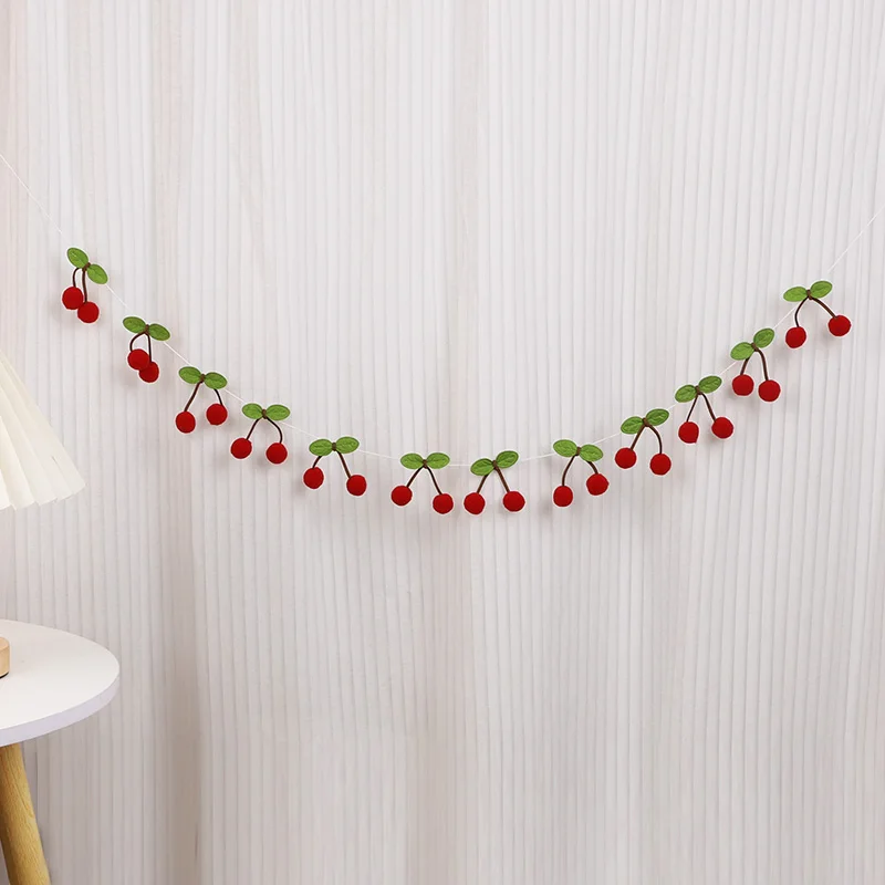 Pompom Kugeln Kirsche Girlande Kinder Mädchen Geburtstag Party Banner DIY Obst Wand Hängende Dekoration Weihnachten Baby Dusche Wohnkultur – Detail 12