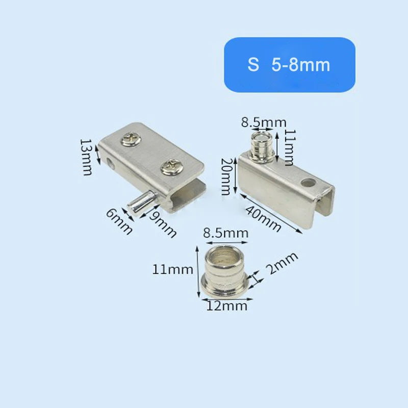 Glass Pivot Hinge Rotation Axis Stainless Steel Furniture Wine Cabinet Clamp Clip Shaft Hidden Glass Door Hinge
