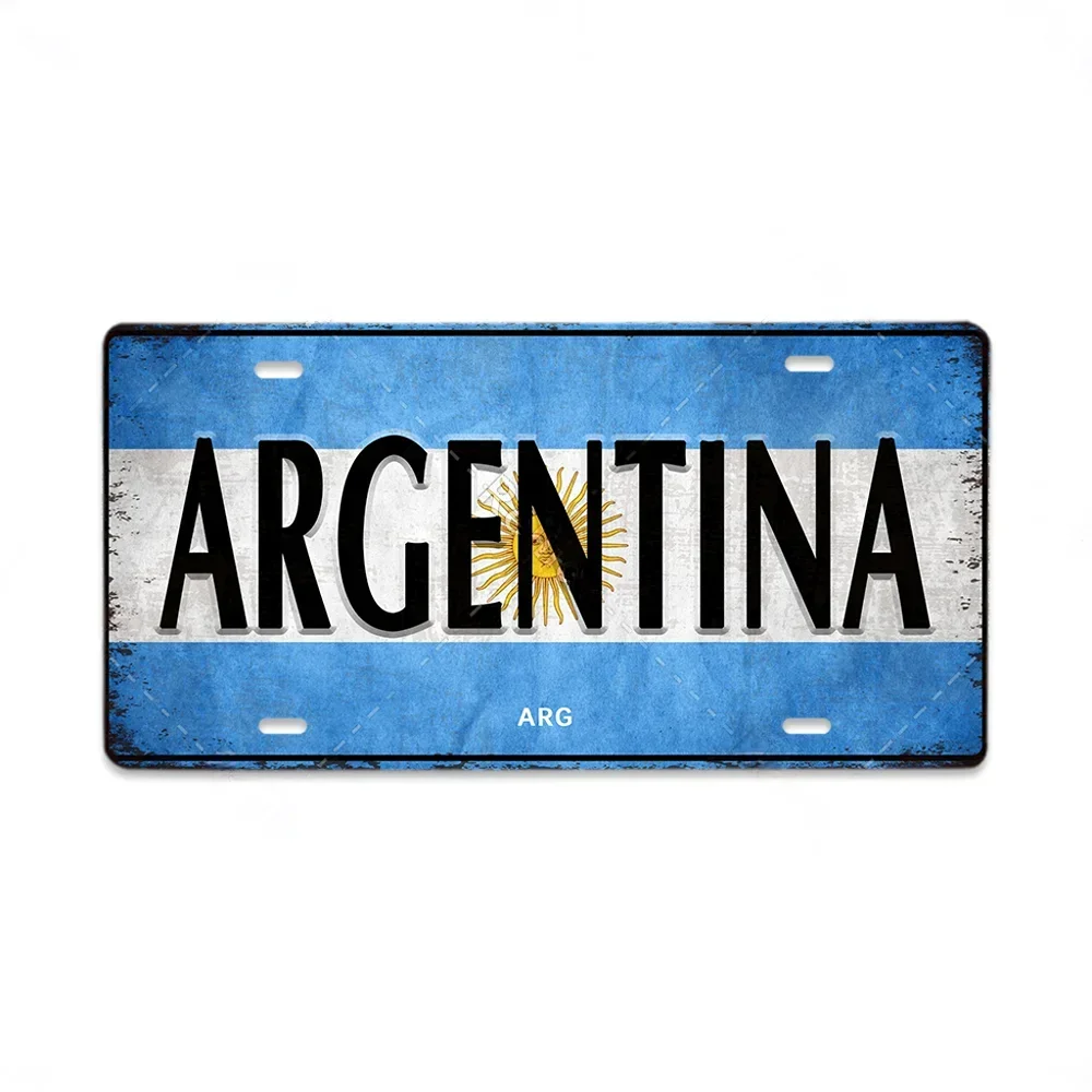 Vintage Tourism Country Poster Metal Sign - Retro License Plate Style Wall Art