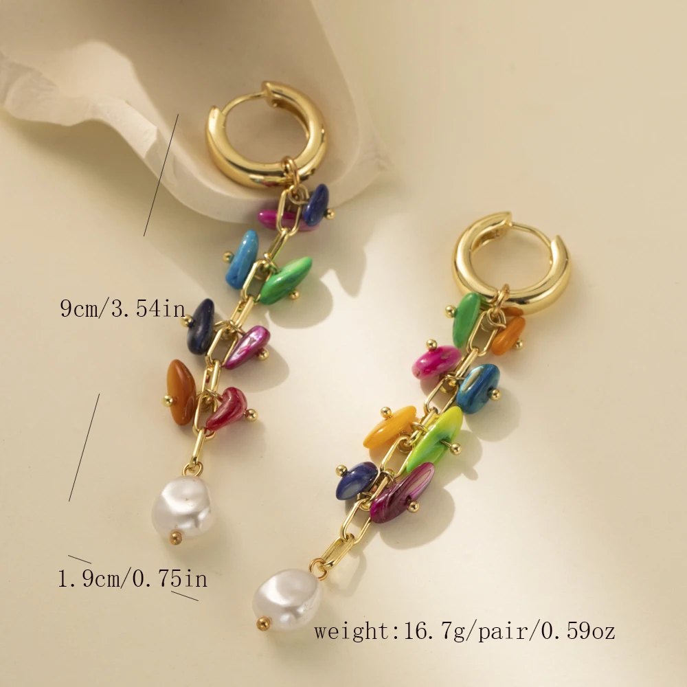 Boucles d'oreilles pendantes en pierre naturelle pour femmes, bijoux colorés irréguliers, cadeau d'anniversaire pour dames, tendance de la mode, vente en gros