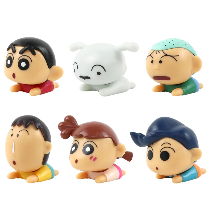 6pcs/Set Crayon Shin Chan Kawaii Cartoon Figures Q Version