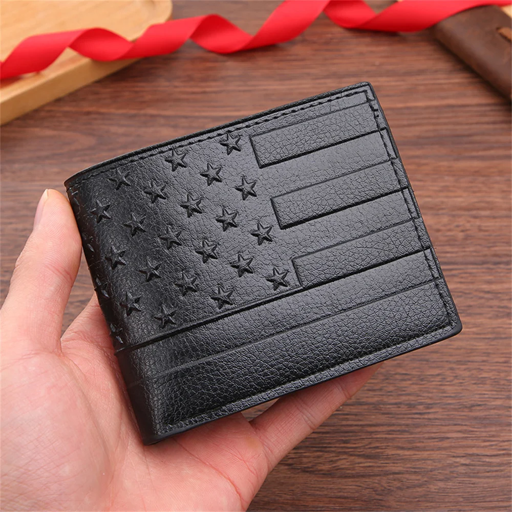 New Multi Card Short Men's Wallet,Creative Fashionable Embossed Horizontal Business Push,Star Spangled Casual Money Clips Bag