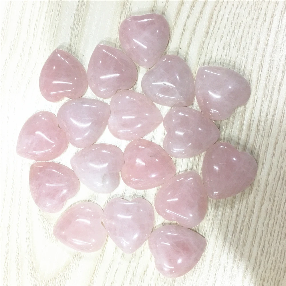 25mm New Hot Top Quality Natural Stone Heart Shape Cab Cabochon Roses Quartz Beads for DIY Jewelry Making 12pcs Dropshipping