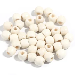 Eco - Friendly Natural Wooden Beads - Colorful Loose Beads for DIY Crafts & Accessories (Beige)