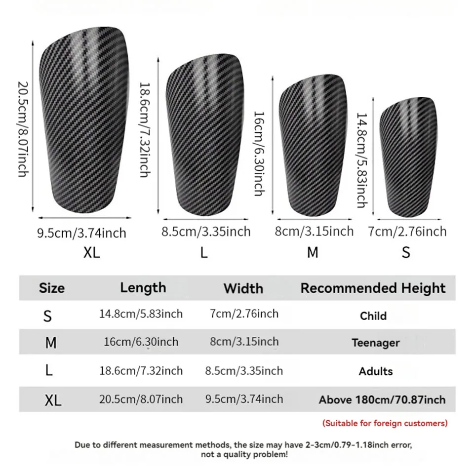 1Pair Carbon Patterned Soccer Leg Supports Kids Soccer Leg Safety Calf Support Adult Shin Pads Thickened Foam Protective