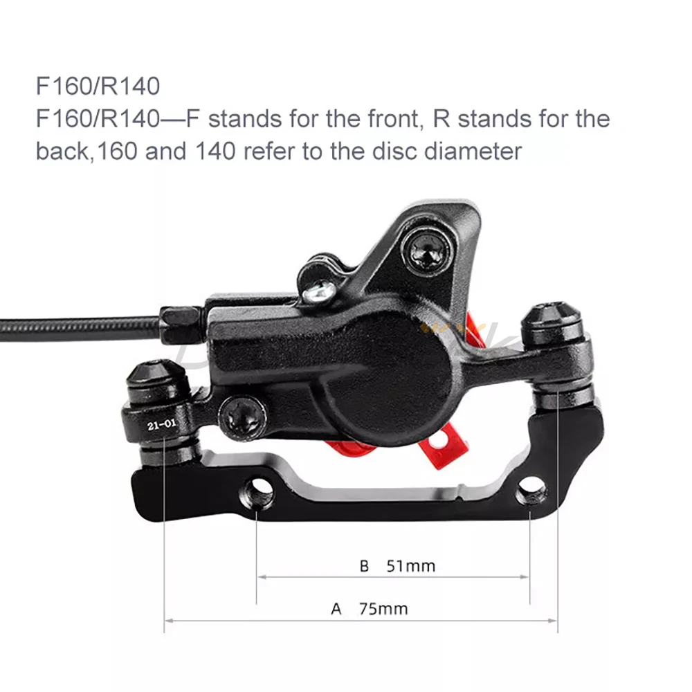 Bicycle Hydraulic Disc Brake Set 800/1450mm MTB Mountain Bike Oil Brakes Front Rear W/ 160mm Rotor Lever Caliper Aluminum Alloy
