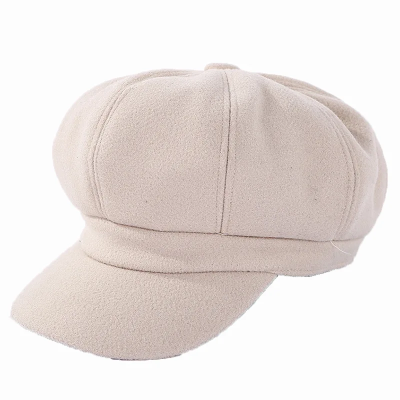 Berets Hat Octagonal Beret Hats Wool Blended Newsboy Caps Women Cool Street Brim Cap Outdoor Winter Autumn Bonnets Girl