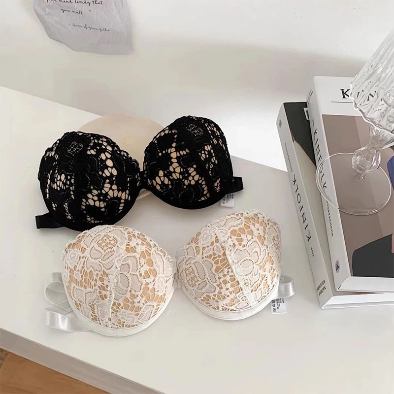 

Fashion Strapless Lace Bra Lingerie Women Sexy Backless Invisible Wireless Thin Bralette 1/2 Cup Push Up Underwear