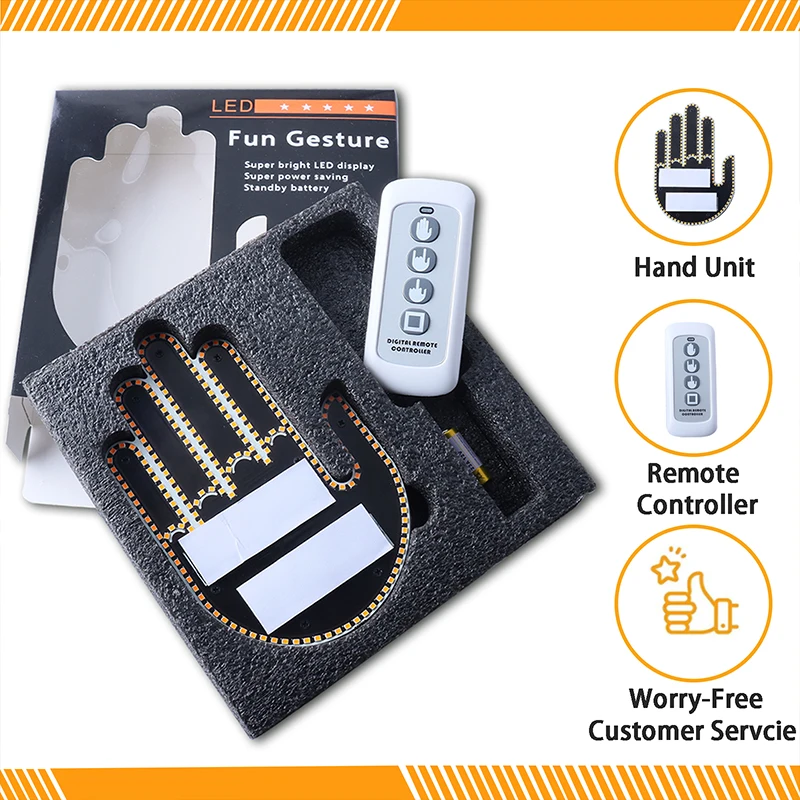 Universal Fun Car Middle Finger Light Gadget Per Auto Road Rage Sign Led Gesture Hand Light Funny Rear Windows Sign Accessori Per Auto