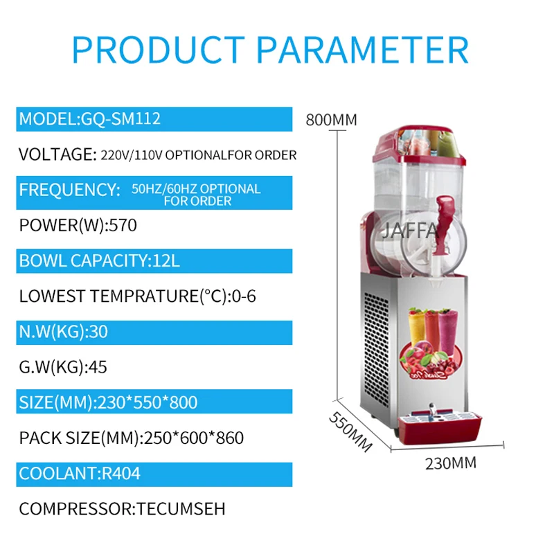 Description Picture 4 of itemSingle Cylinder Slush Machines Snow Melting Machine 110V/220v Ice Slusher Cold Drink Dispenser Smoothie Machine