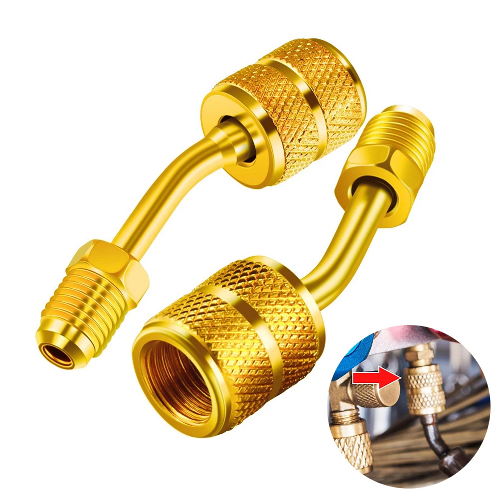 

2 PCS A/C HVAC R410a R22 Gauge Hose Vacuum Pump Adapter 5/16" SAE Female to 1/4" Male R410a Charging Port Adapter