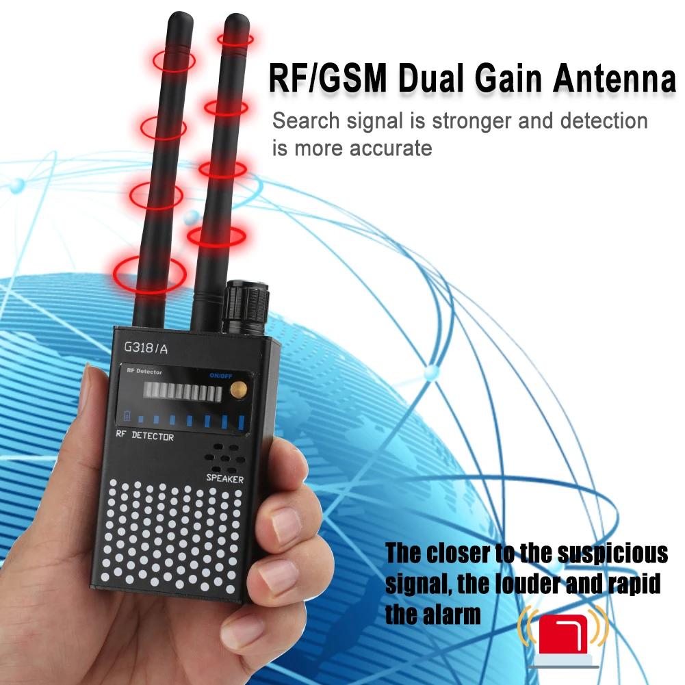 

Ultra-Sensitive RF Signal Detector Hidden Camera Devices Detect Wireless Anti Spy Bug Scanner GSM Audio GPS Tracker Lens Finder