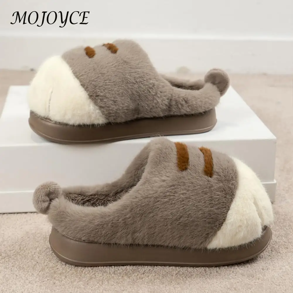 3D Cat Paw Plush Slippers Flat Thermal Slippers Comfortable Fluffy Home Slippers Furry Paw Couple Slippers for Indoor Bedroom 4