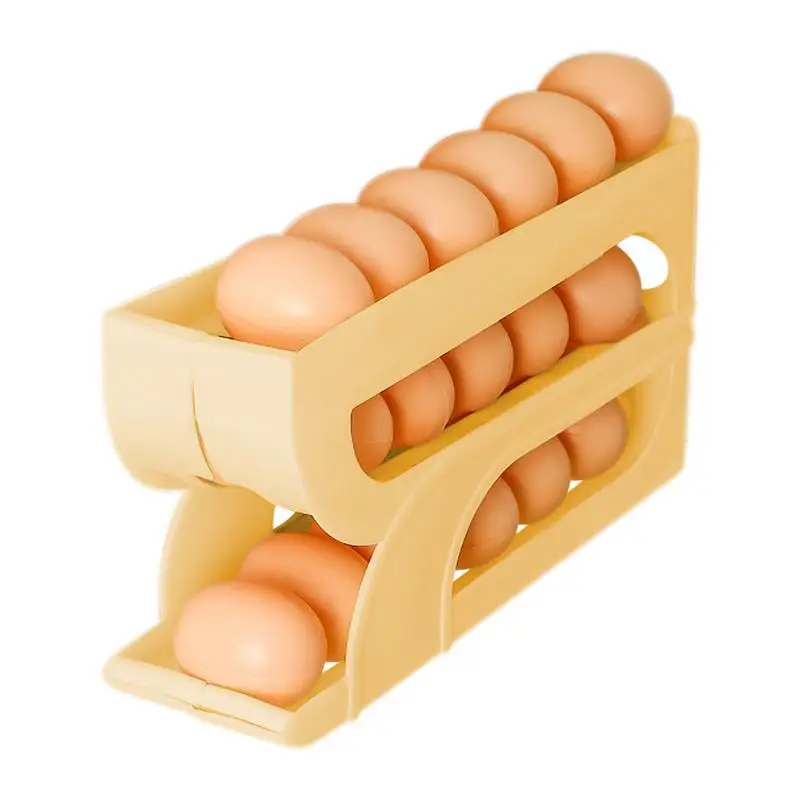 Egg Dispenser 3-Tier Egg Roller for Refrigerator Space-Saving Egg Organizer Container Egg Tray for Cabinet Kitchen Countertop 3