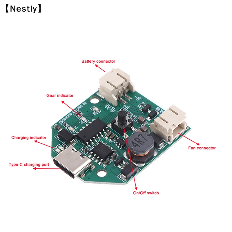 Type-C 마이크로 USB 팬 드라이브 모듈 9V 3단 무단 속도 조절 제어 보드 미니 테이블 팬 휴대용 팬 회로 Pcb〔Nest〕