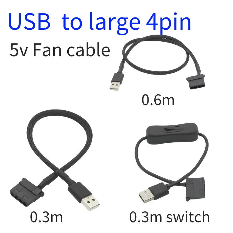 5v large 4Pin Fan To USB Adapter Cables 4Pin Computer PC Power Cable