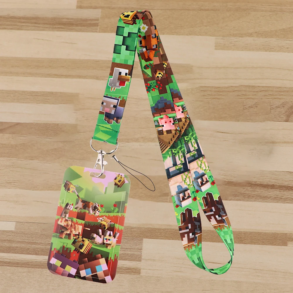 

Пиксельные Игры, мультяшный милый держатель для удостоверений, ремешки для ключей, шейный ремешок для карт, бейдж, брелок для спортзала, аксессуары для ключей