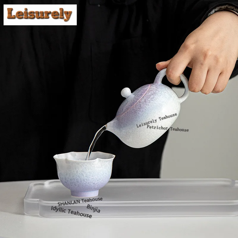 200ml Kiln Fambe Crystal Glaze Xishi Teapot Handmade Tea Infuser Pot Tea Making Kettle With Ball Hole Teaware Decoration Craft